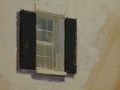 An oil painting of a window at the iconic Rock Spring Farm in Leesburg, VA.